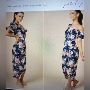 Petal and pup Cleobella one shoulder midi navy floral size large